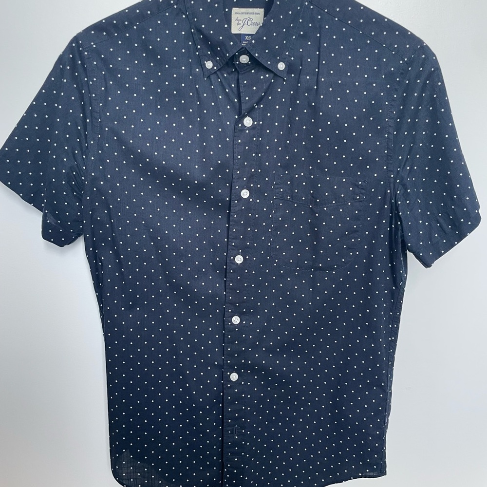 JCrew XS Navy Blue Polka Dot Men's Shirt